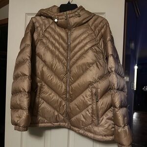 Michael Kors Metallic Brown Puffer Jacket